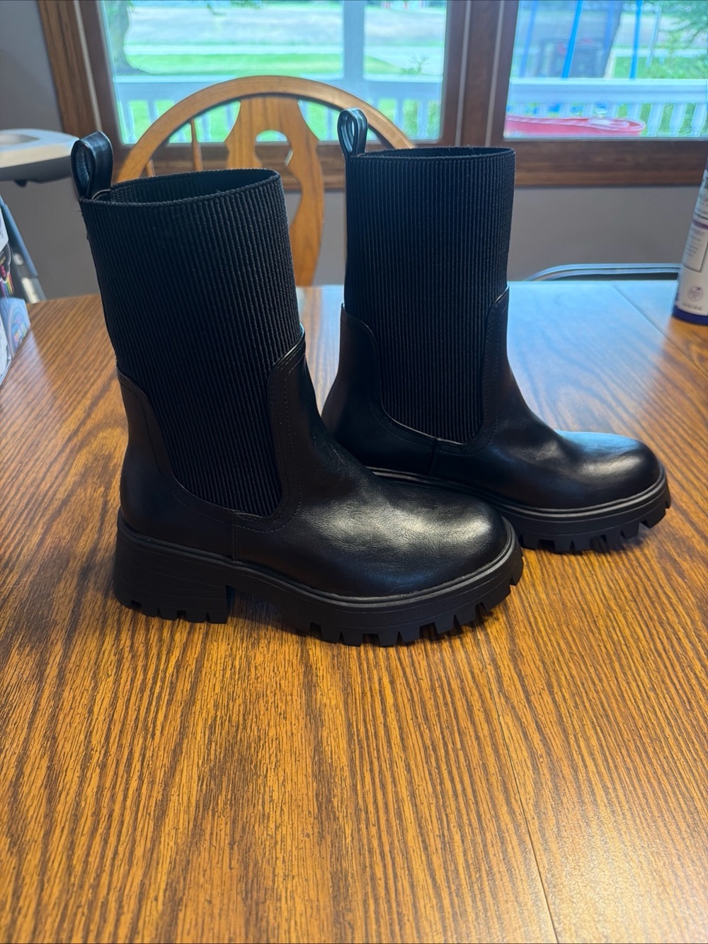 Rebecca Minkoff Black Lug-Sole Chelsea Booties